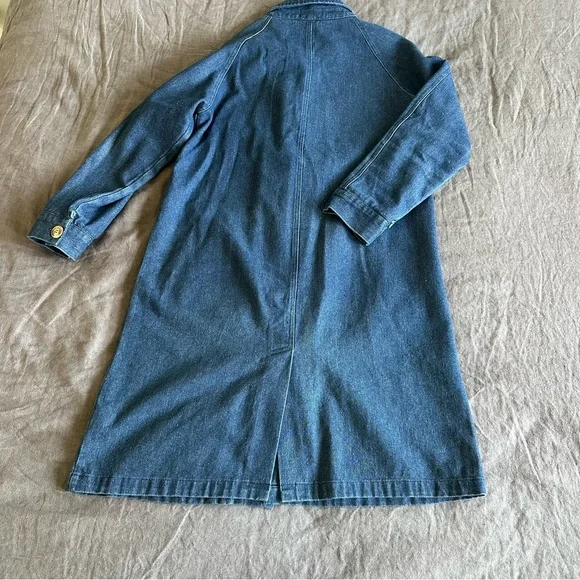 Women's Blue Denim Trench Coat - Unknown Brand - Picture 2 of 3